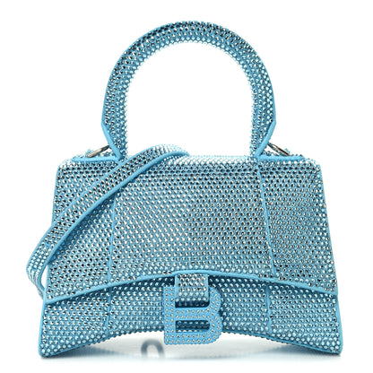 Balenciaga Strass Suede Hourglass Top Handle Bag XS Light Blue 1 of 12