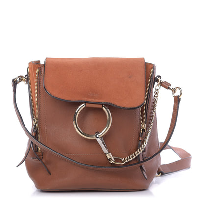 Chloe Suede Calfskin Small Faye Backpack Tobacco 1 of 12