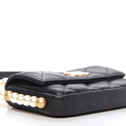 Chanel Calfskin Quilted About Pearls Card Holder Flap With Chain Black 6 of 11