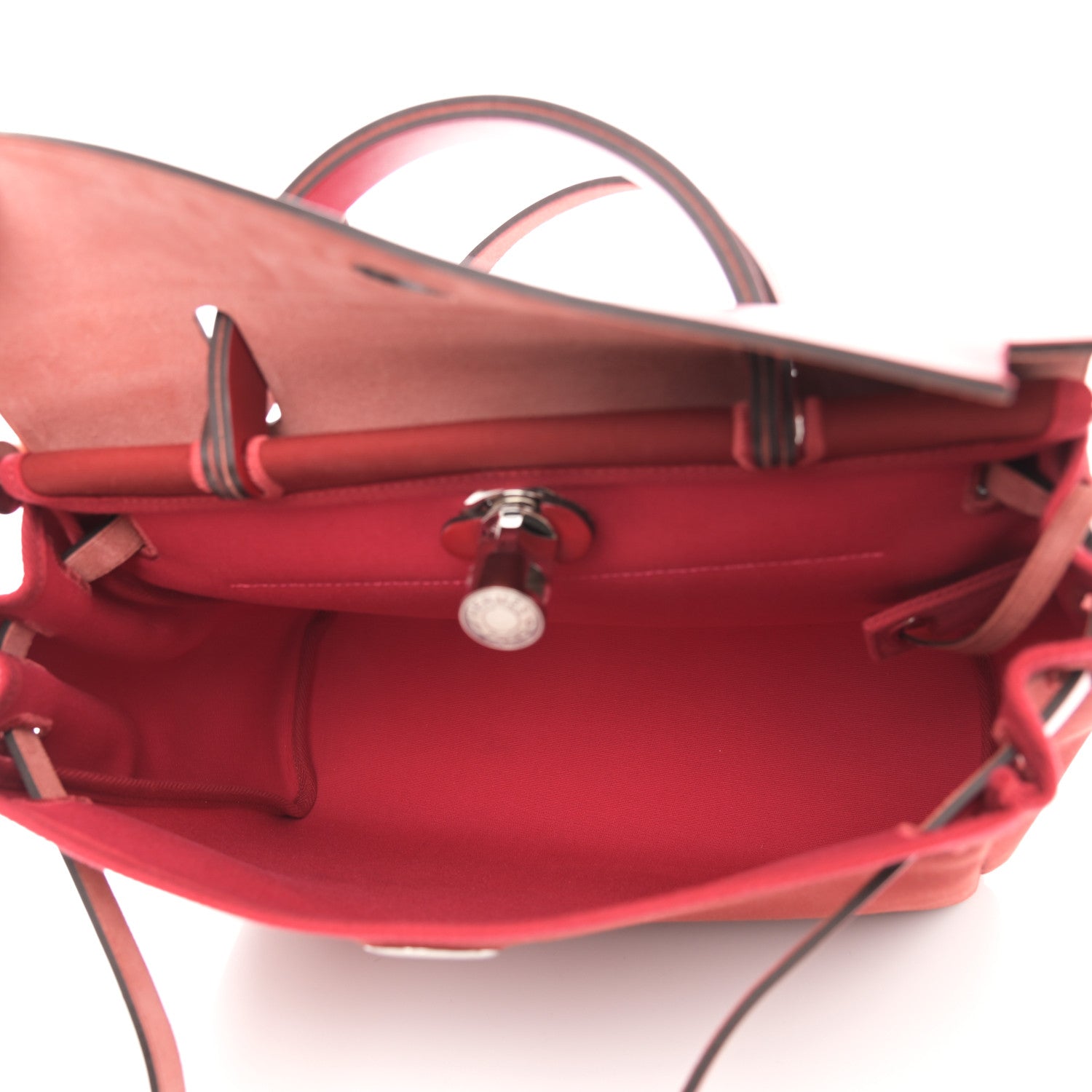 Hermes Toile Officier Vache Hunter Verso Herbag Zip Retourne 31 PM Rouge Venetian Rouge Piment Rose Extreme 6 of 11