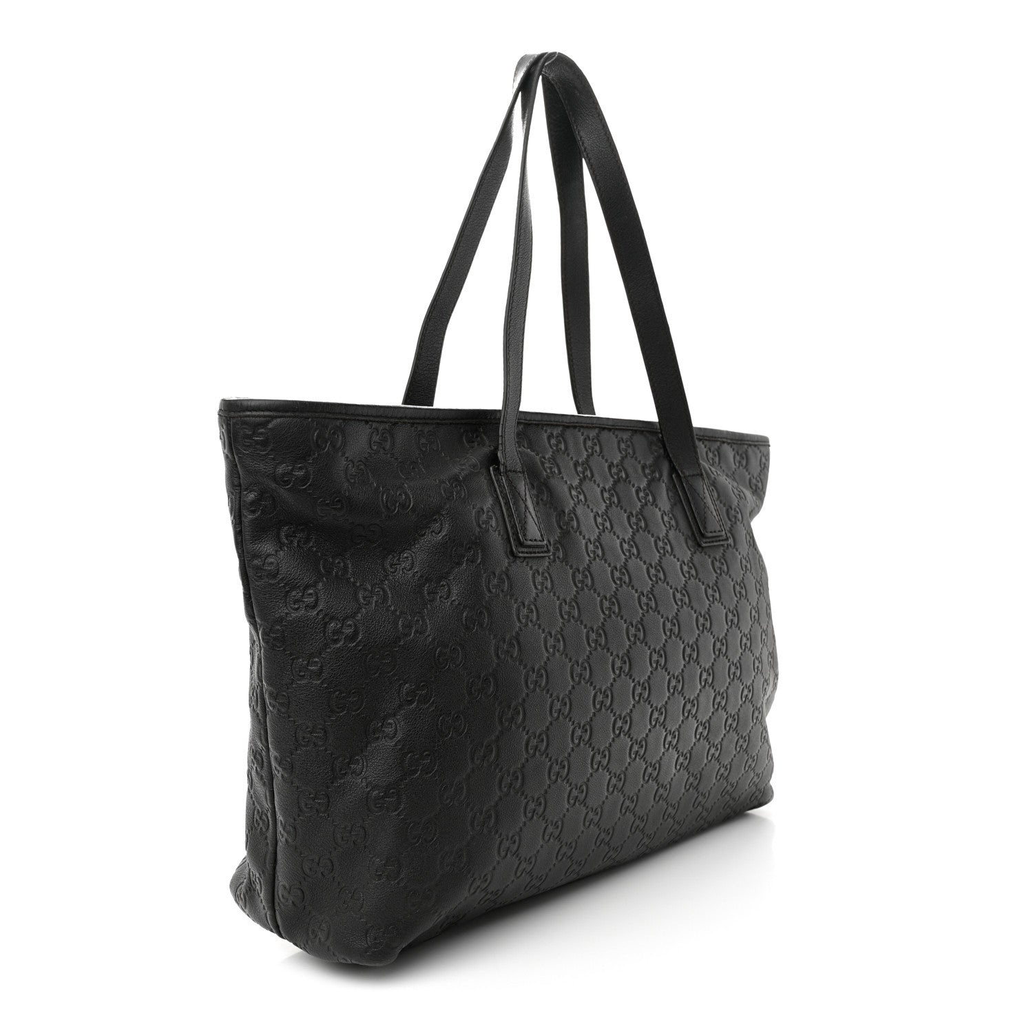 Gucci Guccissima Medium Zippered Shopping Tote Black 3 of 15