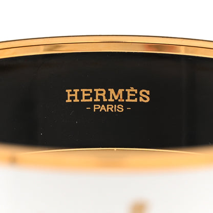 Hermes Enamel Printed Wide Caleche Bracelet White 5 of 6