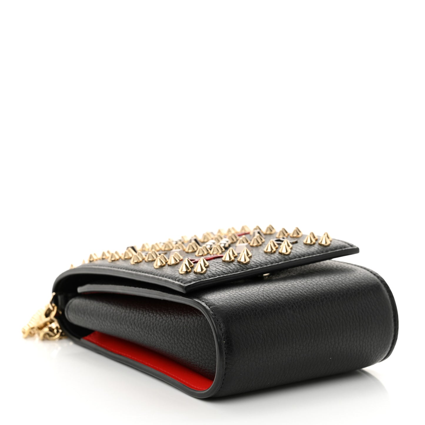 Calfskin Spikes Loubinthesky Paloma Crossbody Phone Case Black Multicolor