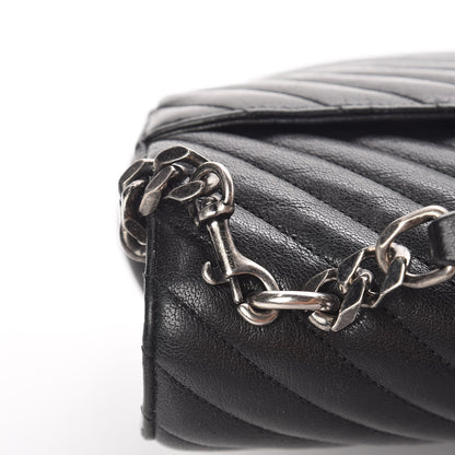 Saint Laurent Sheepskin Matelasse Chevron Monogram Large College Satchel Black 11 of 12