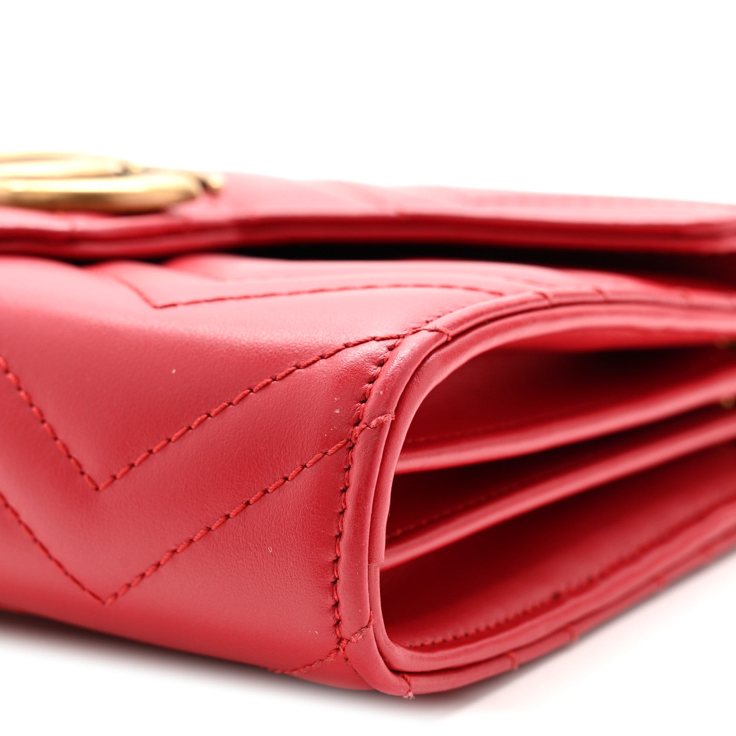 Gucci Calfskin Matelasse GG Marmont Chain Wallet Hibiscus Red 10 of 10