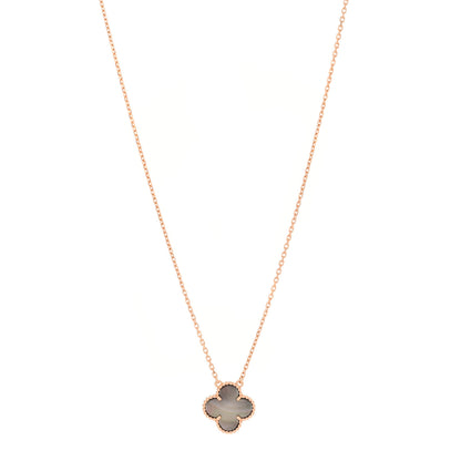 Van Cleef & Arpels 18K Rose Gold Gray Mother of Pearl Vintage Alhambra Pendant Necklace 1 of 5