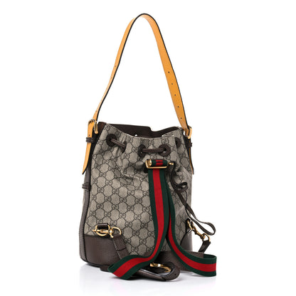 Gucci GG Supreme Monogram Neo Vintage Drawstring Bucket Backpack Beige New Acero Crop 3 of 22