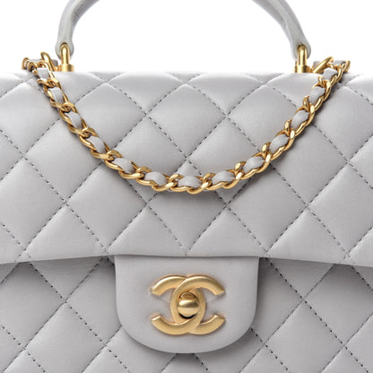 Chanel Lambskin Quilted Mini Top Handle Rectangular Flap Grey 8 of 11