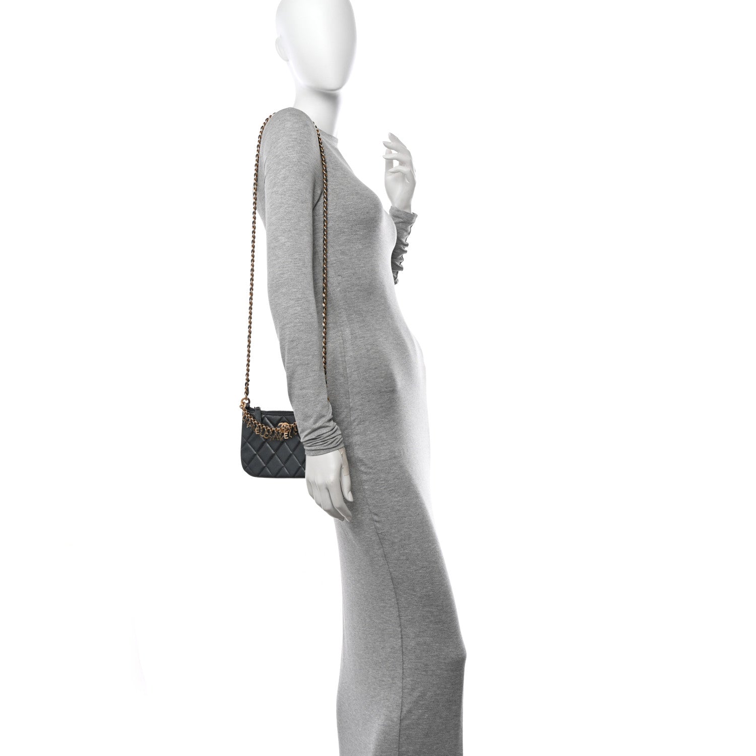 Chanel Metallic Lambskin Quilted Charms Hobo Bag Dark Grey 2 of 11