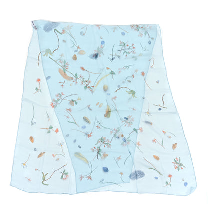 Hermes Silk Fleurs et Plumes Mousseline Stole Bleu 2 of 3