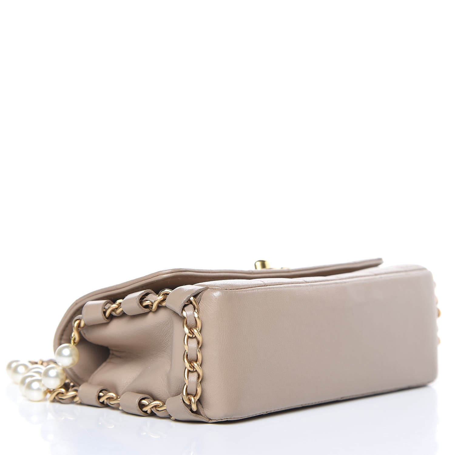 Chanel Lambskin Extra Mini Chocolate Bar Pearl Chain Flap Beige 4 of 14
