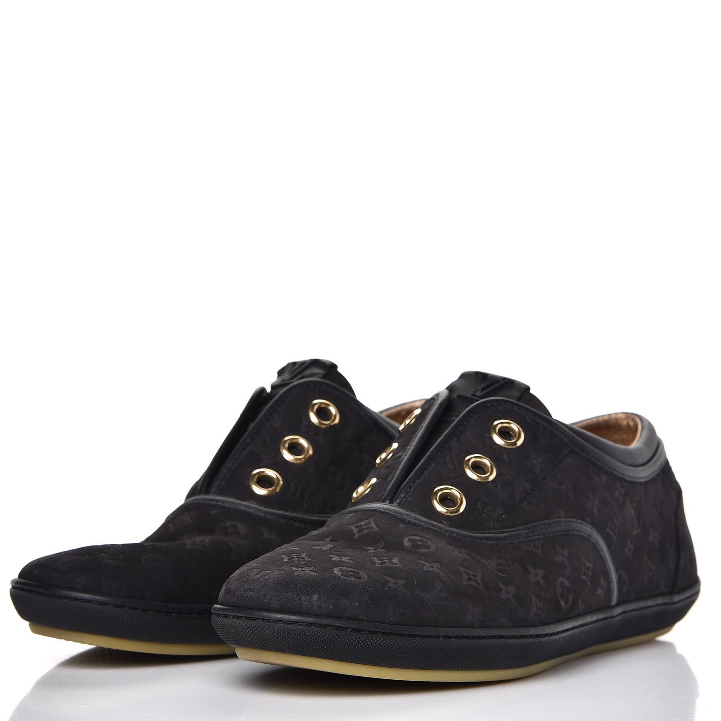 Nubuck Embossed Monogram Popincourt Sneakers 36 Black