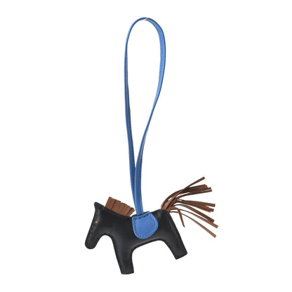 Hermes Milo Lambskin Grigri Rodeo Horse Bag Charm PM Black Gold Bleu Zanzibar 1 of 4