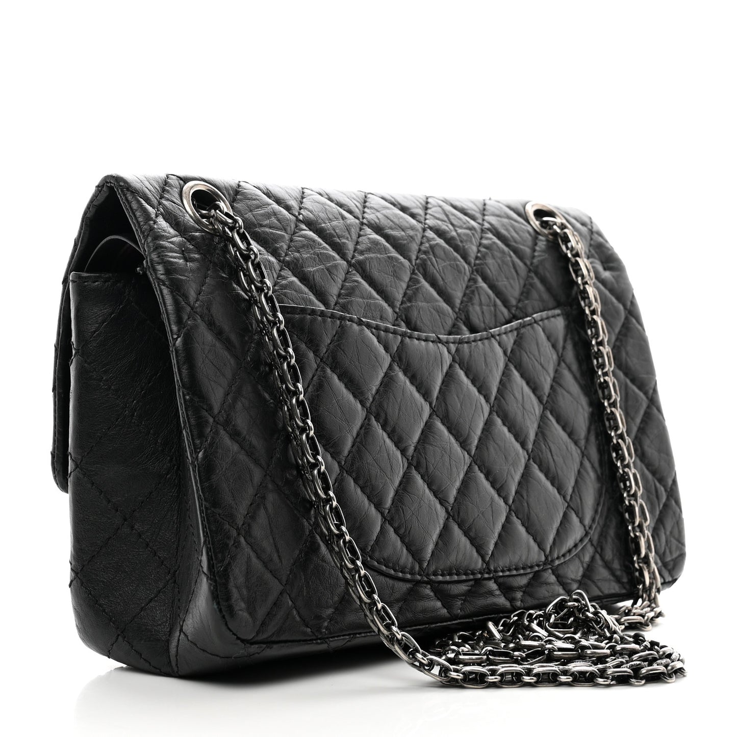 Aged Calfskin Quilted 2.55 Reissue 225 Flap Black