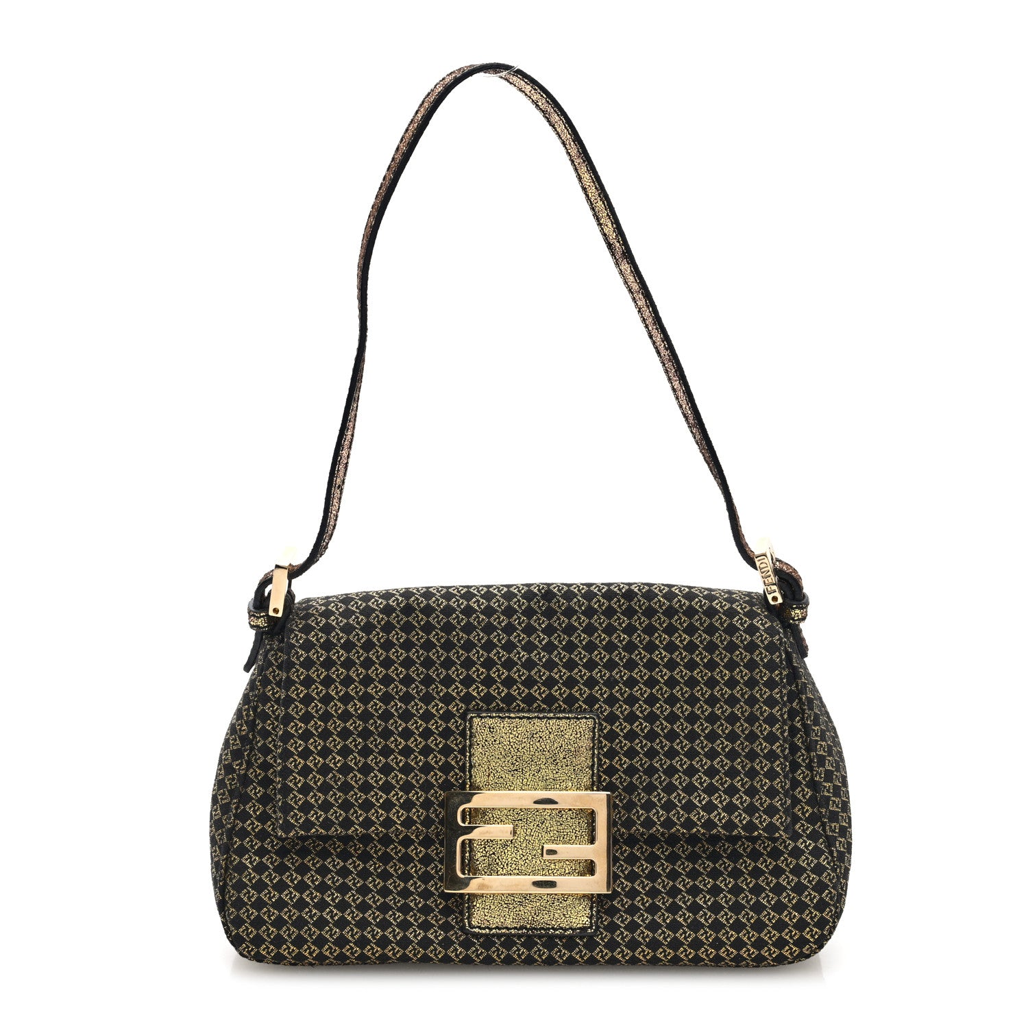 Fendi Micro Zucchino Forever Mini Mama Baguette Black Gold 1 of 9