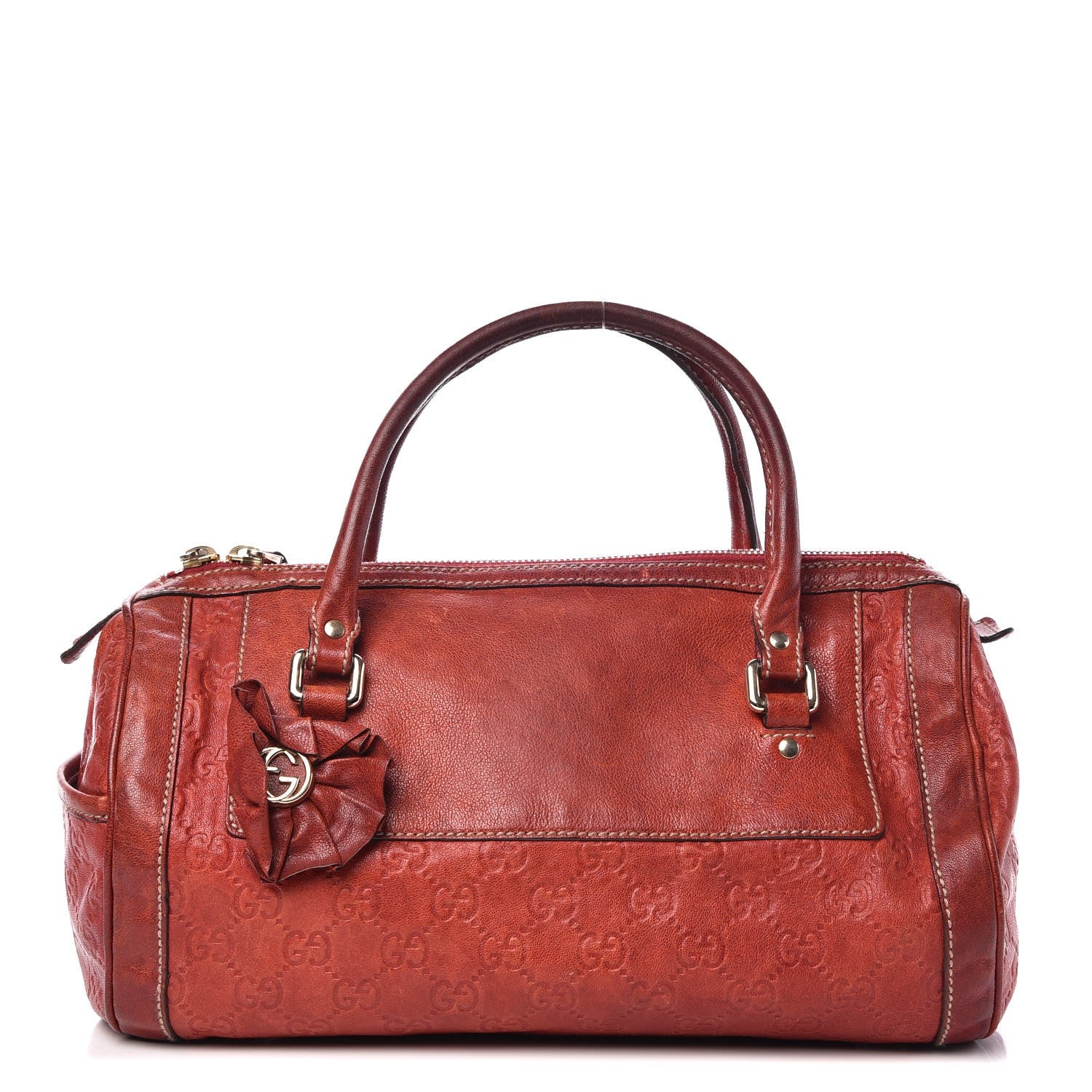Gucci Guccissima Trophy Satchel Red 1 of 11