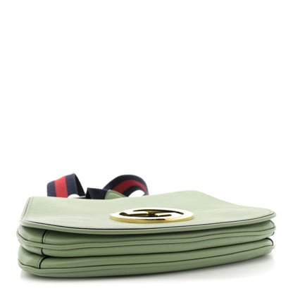 Gucci Roxy Calfskin Web Medium Blondie Top Handle Shoulder Flap Bag Salamander Green 4 of 12