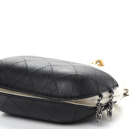 Chanel Aged Calfskin Quilted Small Gabrielle Bucket White Black 9 of 10
