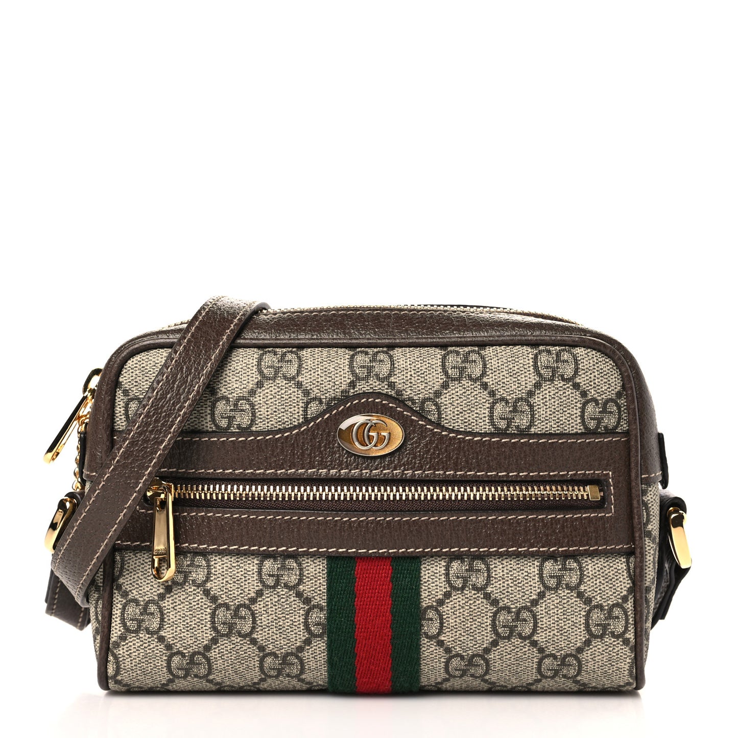 GG Supreme Monogram Web Mini Ophidia Shoulder Bag Brown