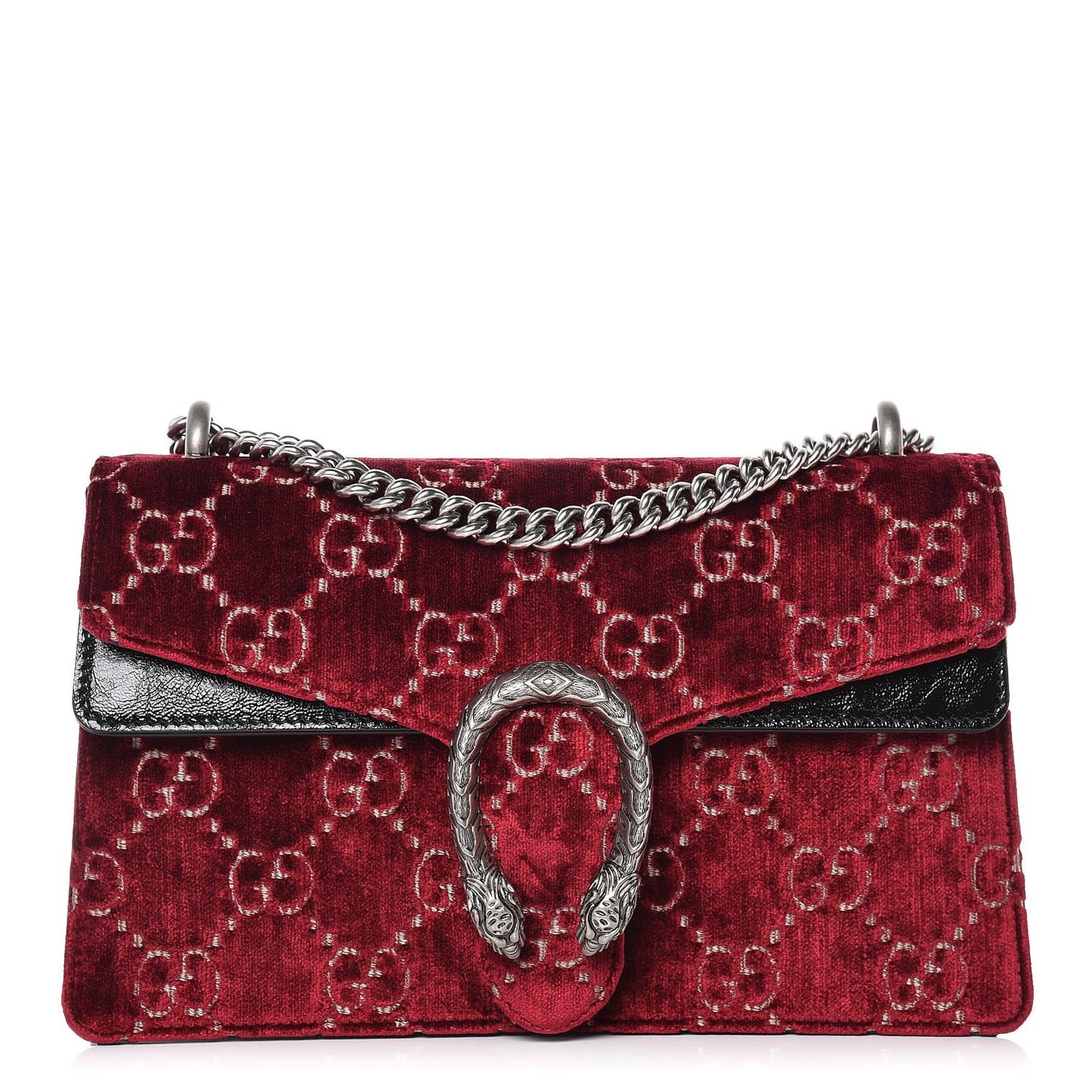 Velvet Skipper GG Monogram Small Dionysus Shoulder Bag Red Cipria Black