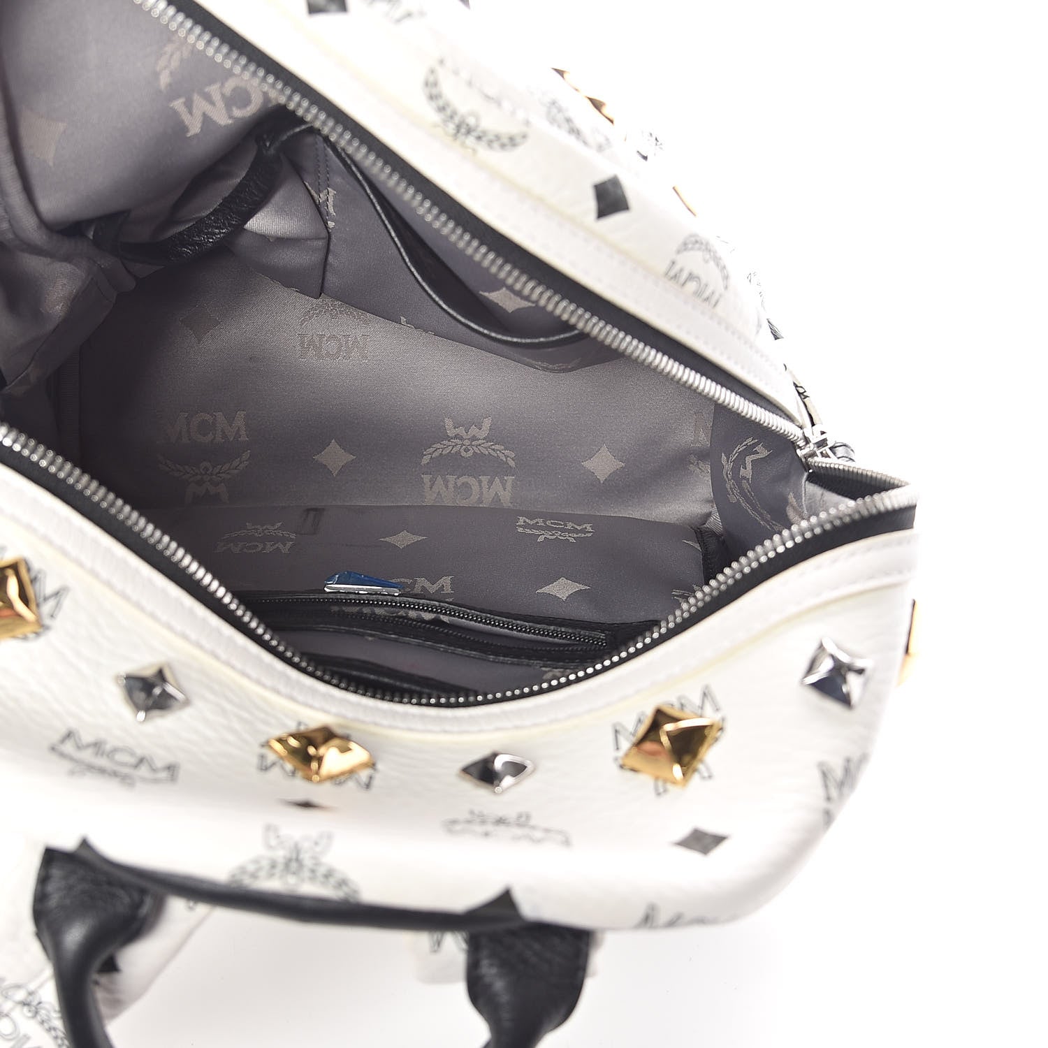 MCM Visetos Studded Small Stark M Backpack White 5 of 9