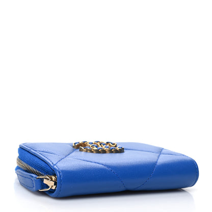 Chanel Lambskin Quilted Chanel 19 Zip Around Coin Purse Wallet Dark Blue 4 of 11