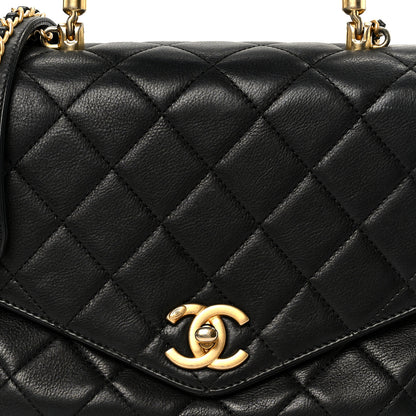 Chanel Calfskin Quilted Small Gold Top Handle Flap Black 8 of 10