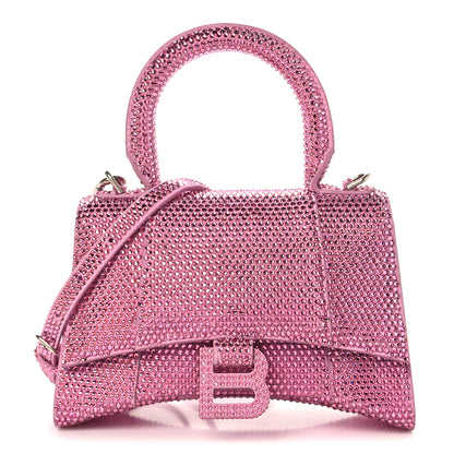 Balenciaga Strass Suede Hourglass Top Handle Bag XS Pink 1 of 9