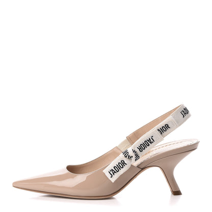 Christian Dior Patent Ribbon J'Adior Slingback 65mm Pumps 37.5 Nude 1 of 12