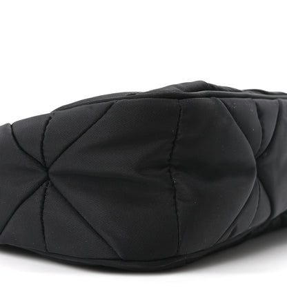 Prada Re-Nylon Triangle Padded Patchwork Shoulder Bag Black 9 of 10
