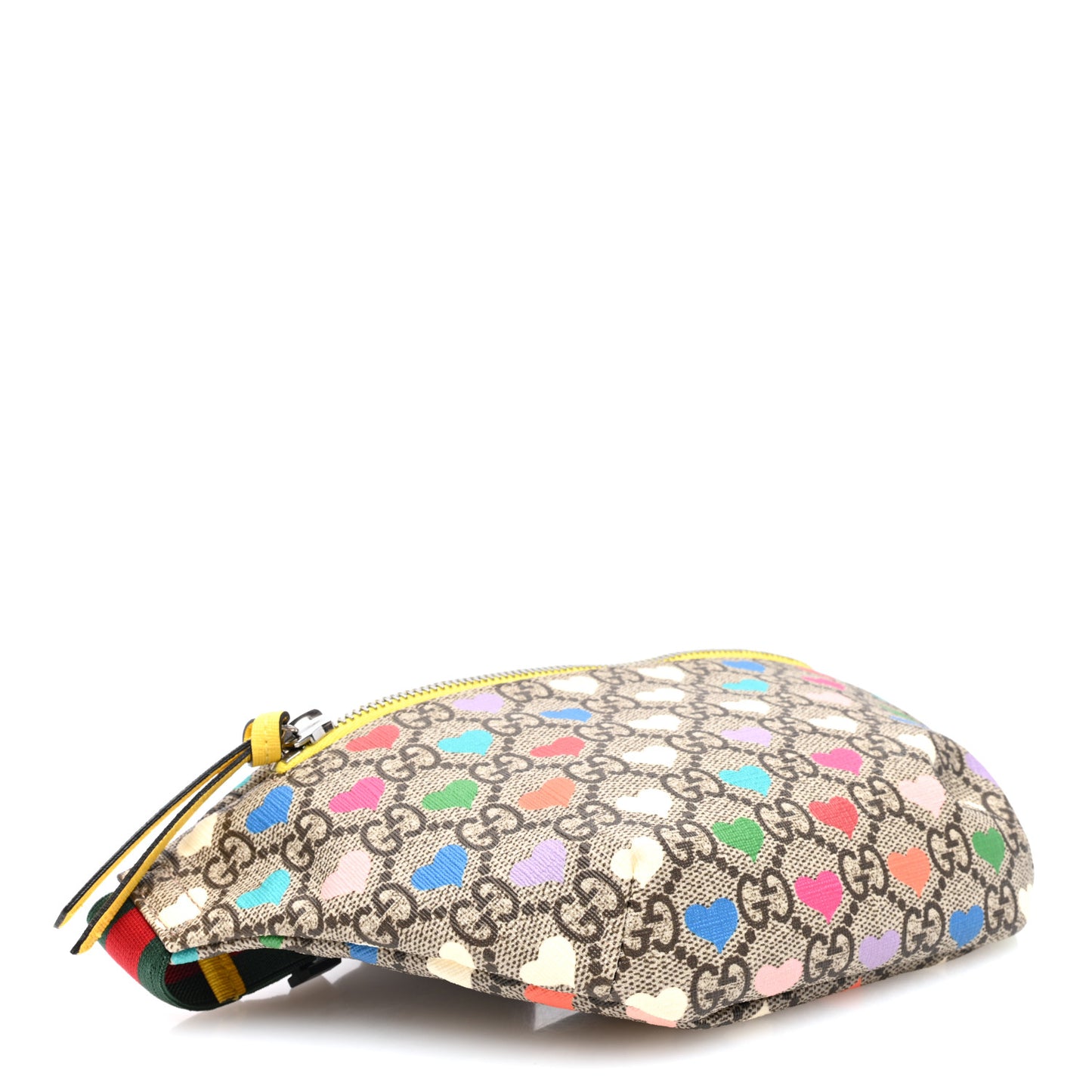 Soft GG Supreme Monogram Hearts Web Childrens Belt Bag Beige Ebony Multicolor Freesia