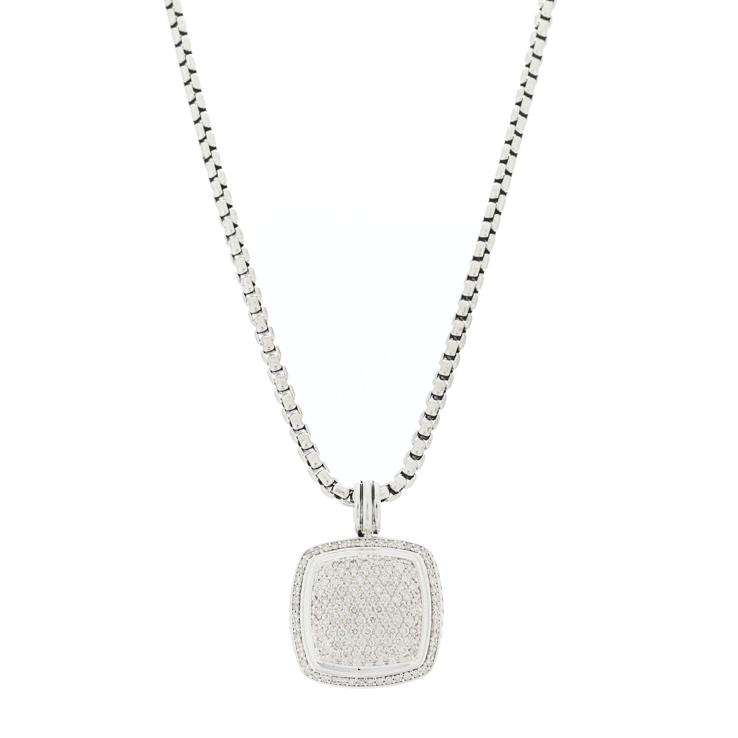 Sterling Silver Diamond Large Albion Pave Pendant Necklace