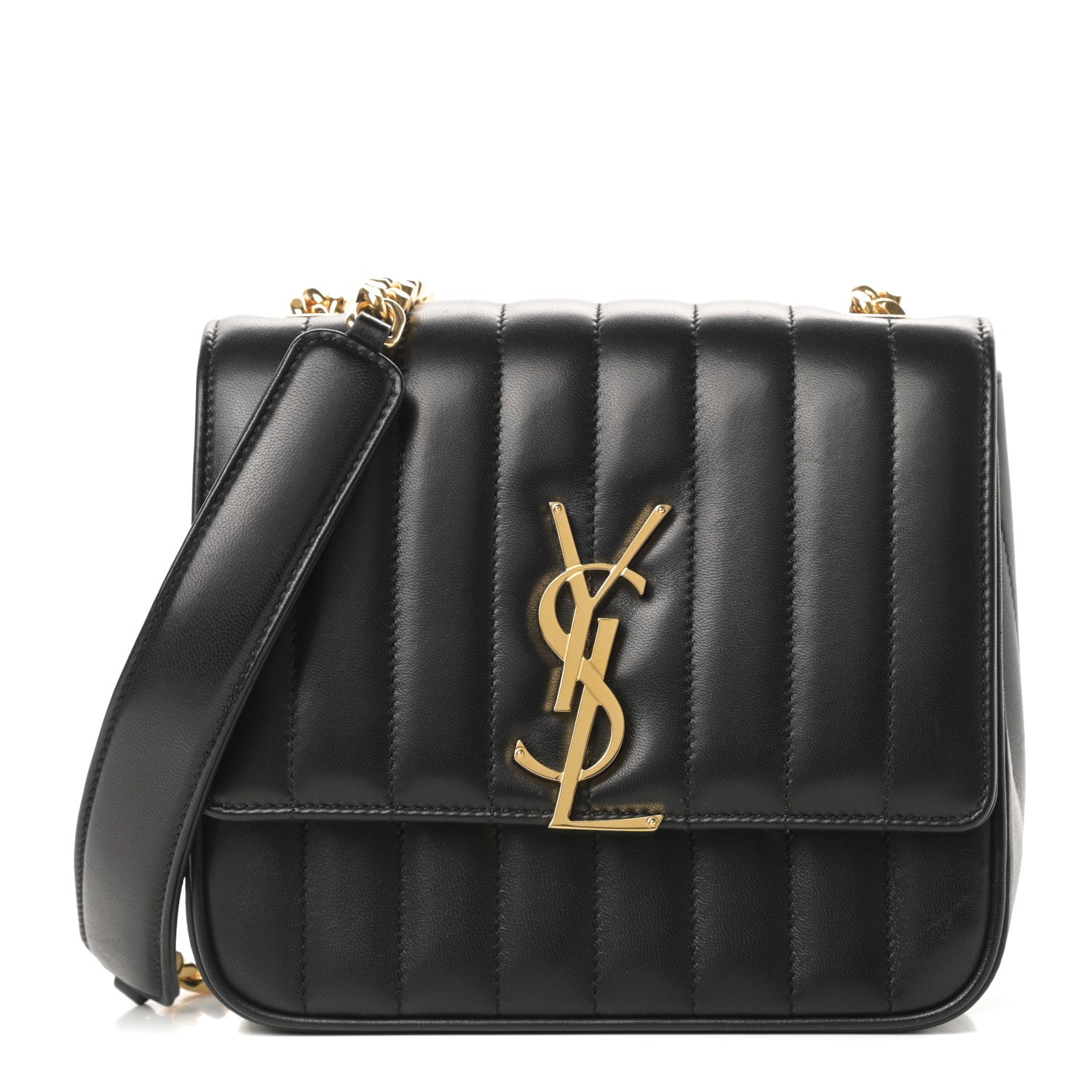 Saint Laurent Lambskin Matelasse Monogram Medium Vicky Chain Bag Black 1 of 11
