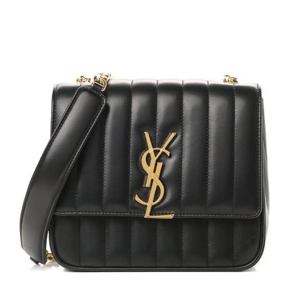 Saint Laurent Lambskin Matelasse Monogram Medium Vicky Chain Bag Black 1 of 11