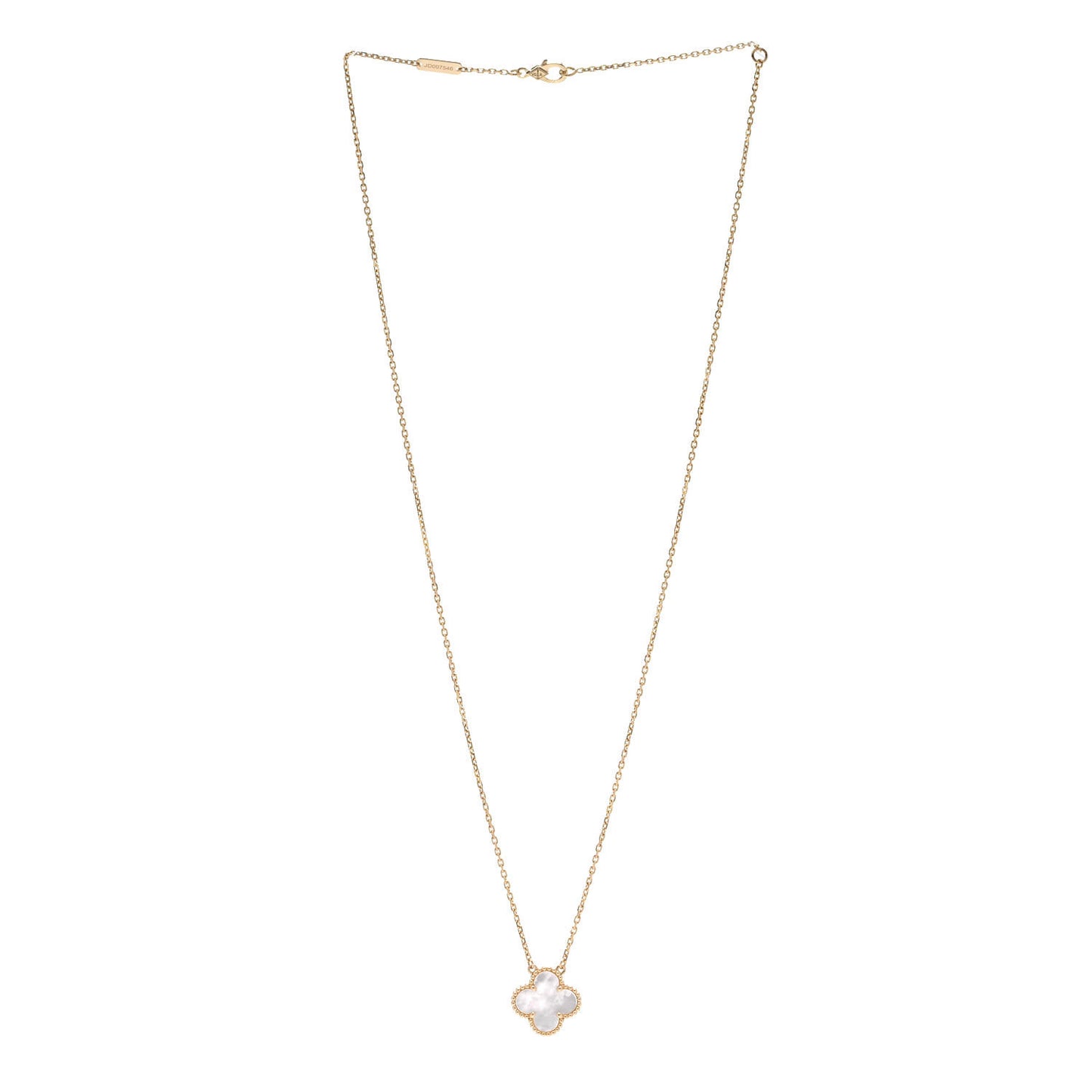 18K Yellow Gold Mother of Pearl Vintage Alhambra Pendant Necklace