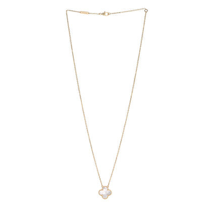 Van Cleef & Arpels 18K Yellow Gold Mother of Pearl Vintage Alhambra Pendant Necklace 3 of 6