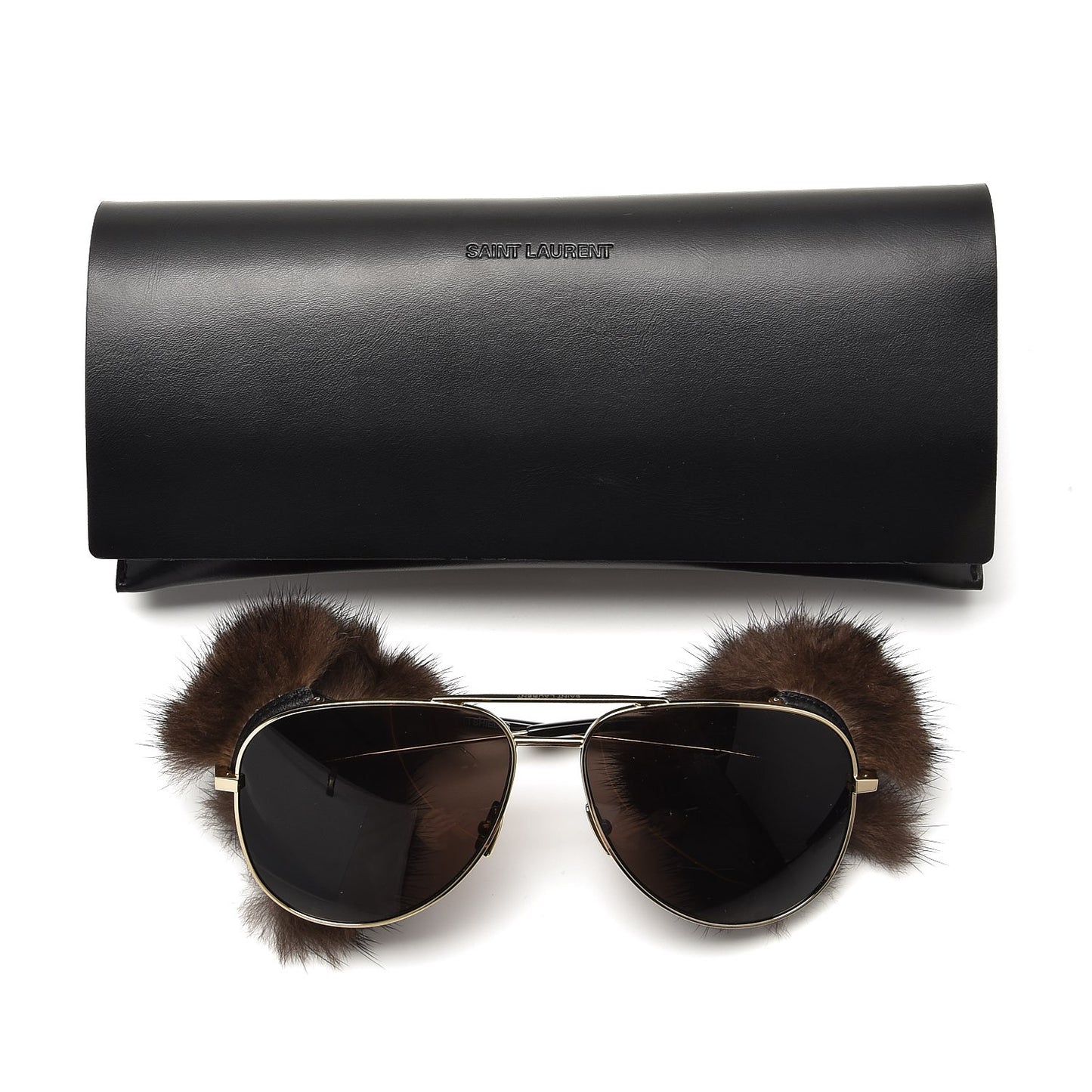 Mink Fur Classic 11 Shields Sunglasses Gold