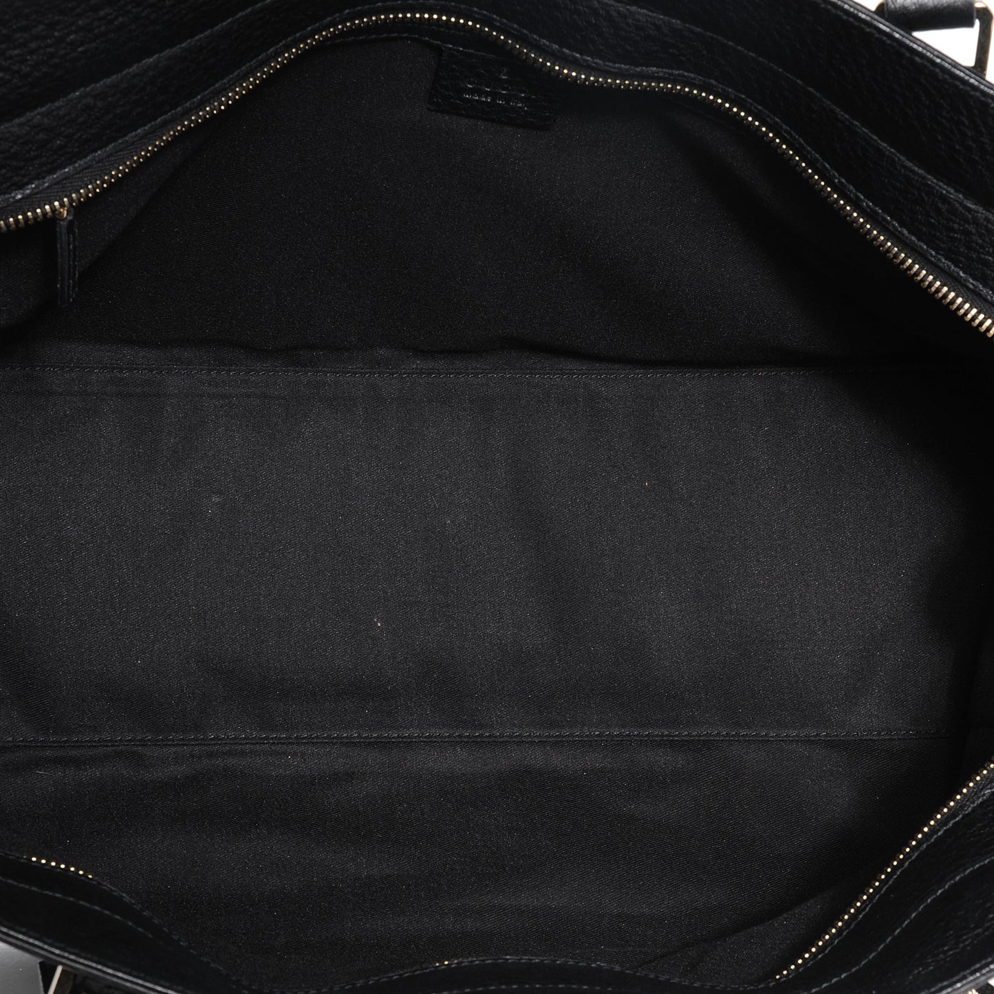 Leather Blondie Web Satchel Black