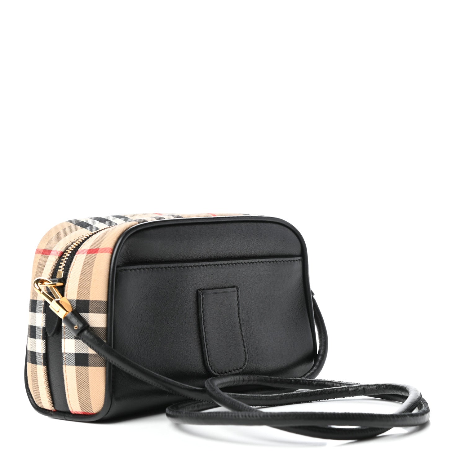 Burberry Calfskin Vintage Check Half Cube Crossbody Bag Black 3 of 9