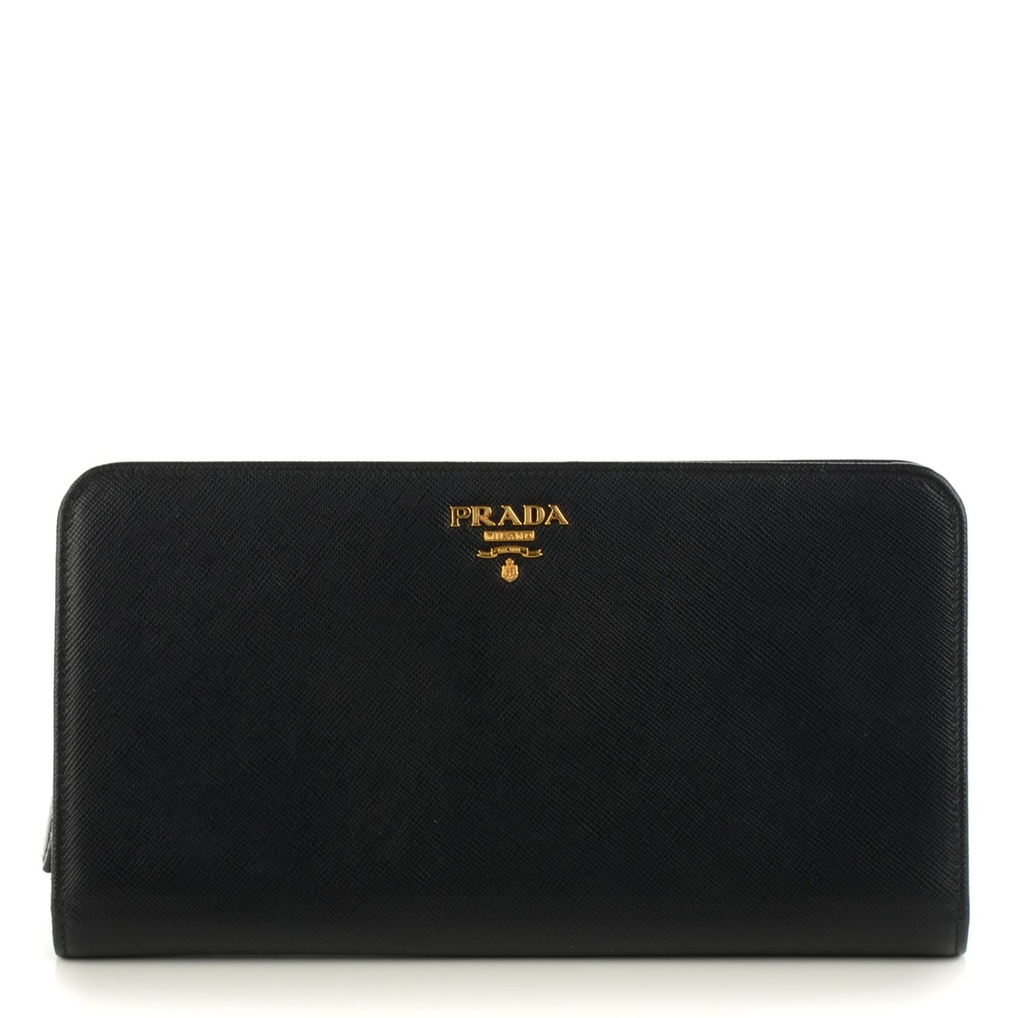 Saffiano Metal Double Snap Travel Wallet Nero Black