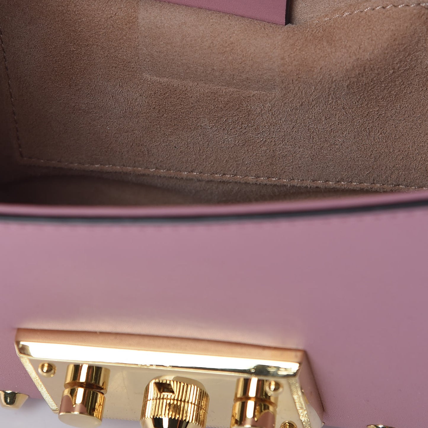 Calfskin Studded Small Padlock Shoulder Bag Carmine Rose
