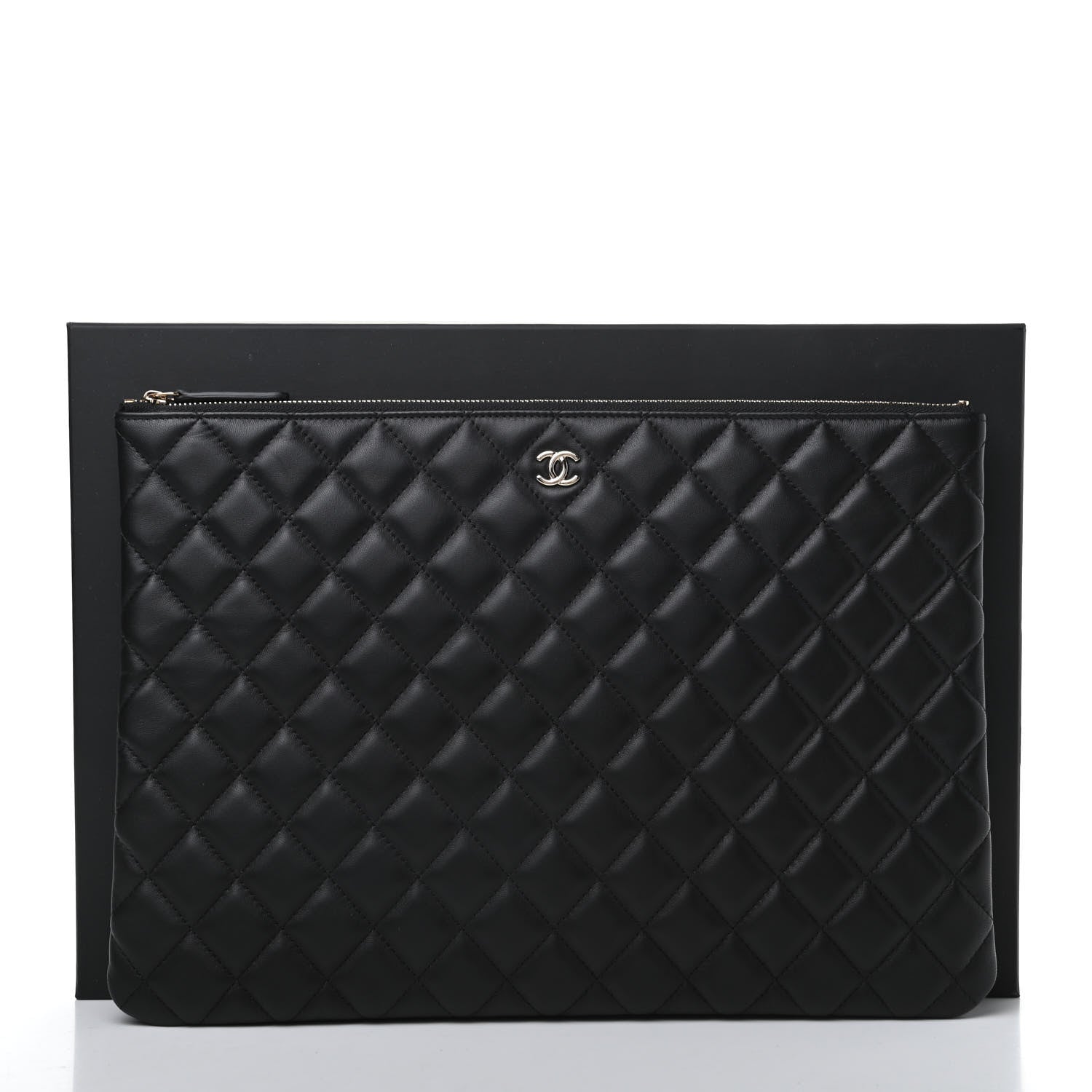 Chanel Lambskin Quilted Large Cosmetic Case Black 7 of 7