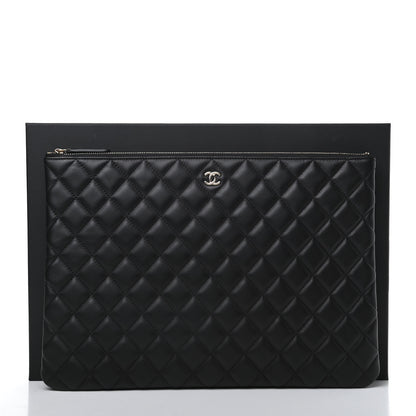 Chanel Lambskin Quilted Large Cosmetic Case Black 7 of 7
