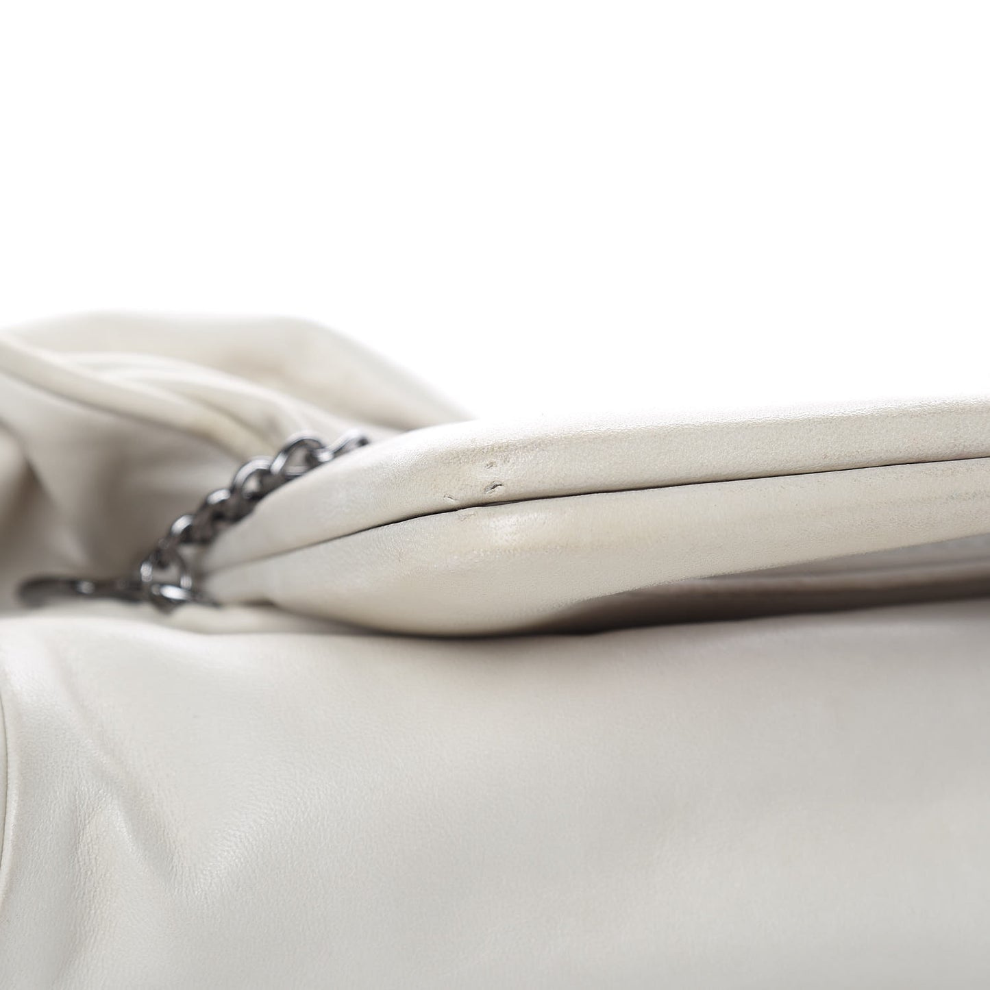 CHANELLambskinChainEmbellishedFrameToteIvory