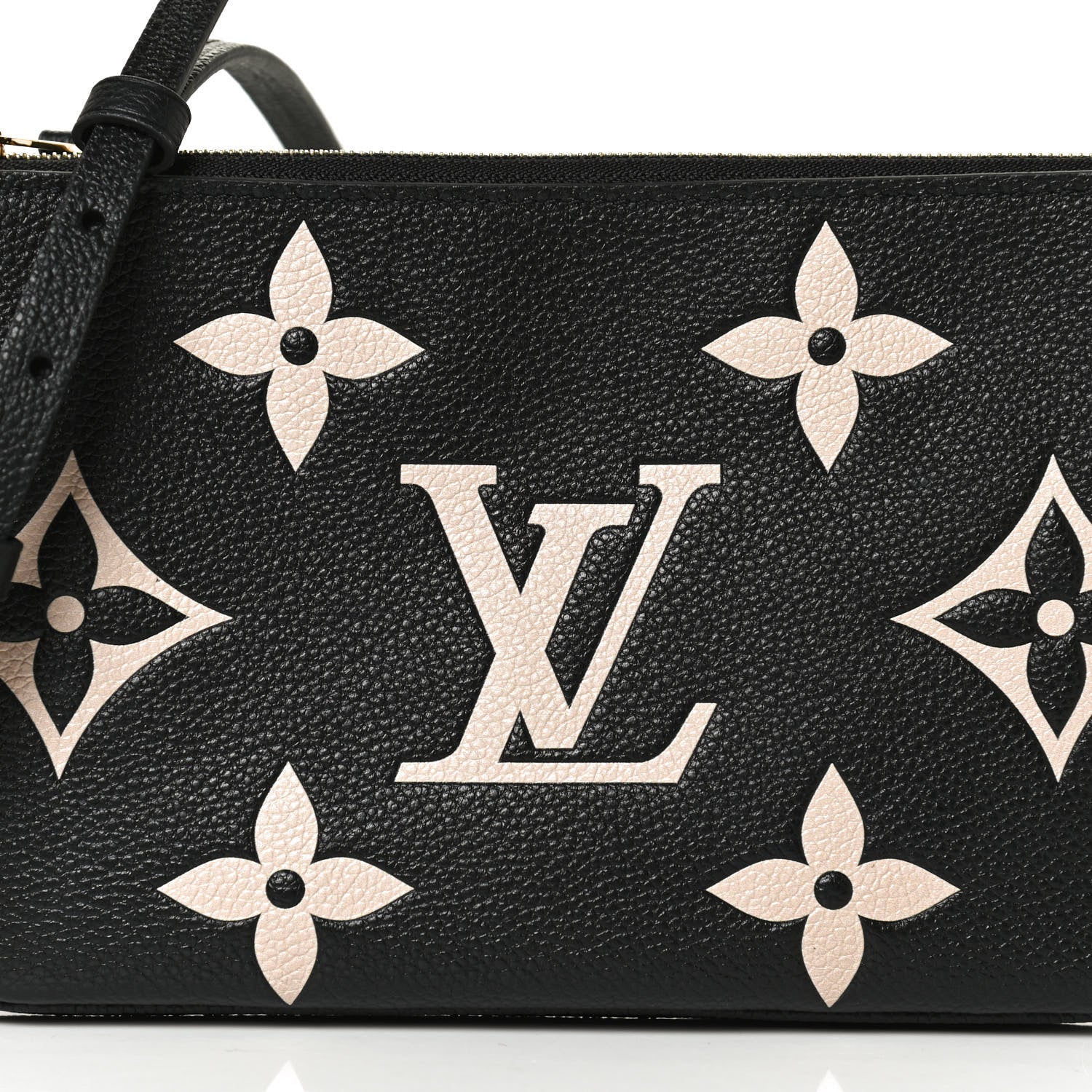 Louis Vuitton Empreinte Monogram Giant Double Zip Pochette Black Cream 7 of 11