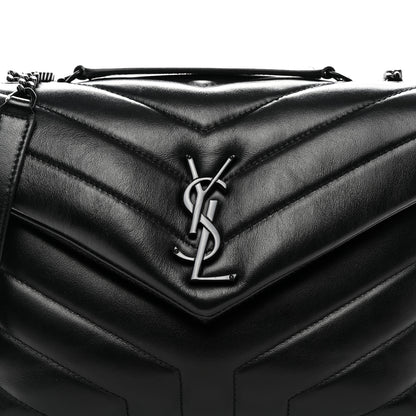 Saint Laurent Calfskin Y Quilted Monogram Monochrome Small Loulou Chain Satchel Black 9 of 11