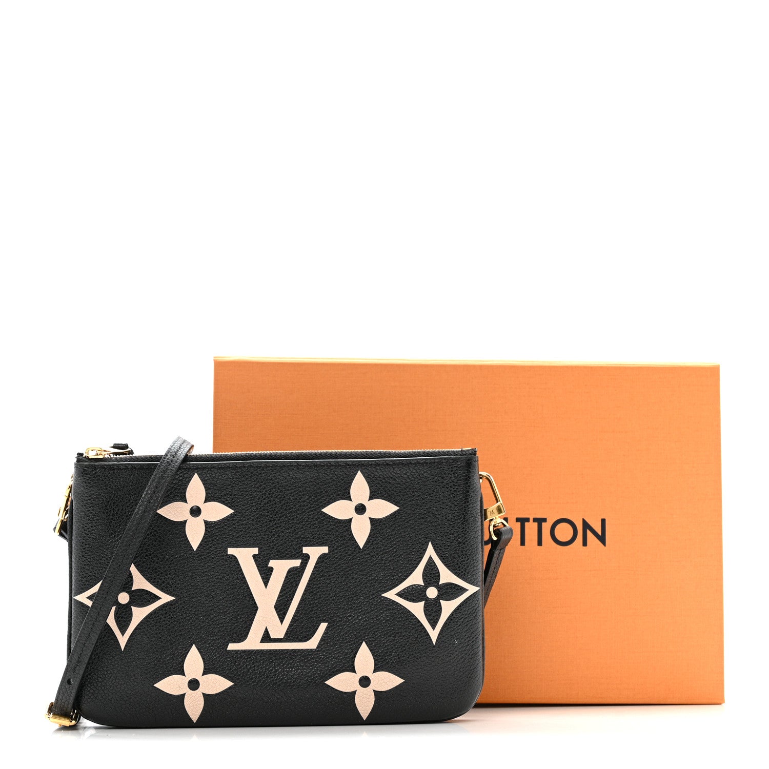 Louis Vuitton Empreinte Monogram Giant Double Zip Pochette Black Cream 18 of 18