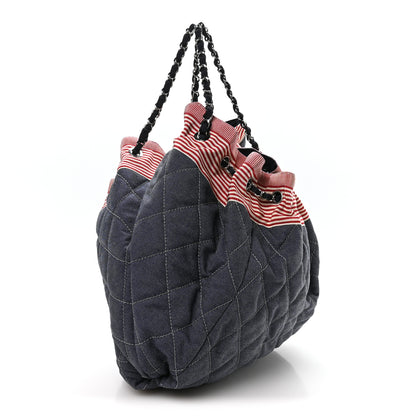 Chanel Denim Quilted Large Stretch Spirit Cabas Blue 3 of 10