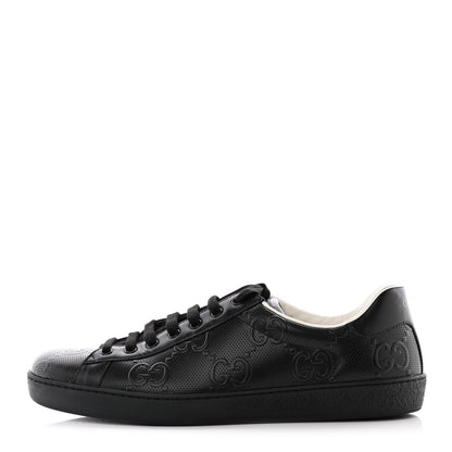 Gucci Calfskin GG Tennis Embossed Mens Ace Sneakers 10 Black 1 of 22