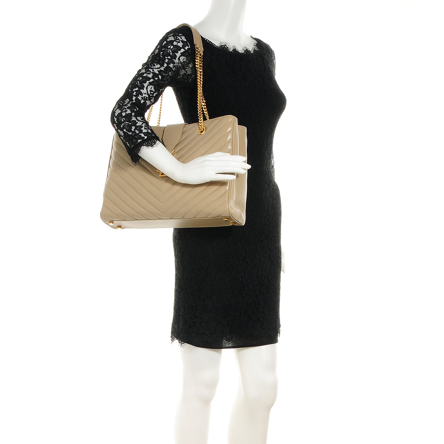Matelasse Chevron Cassandre Shopper Dark Beige
